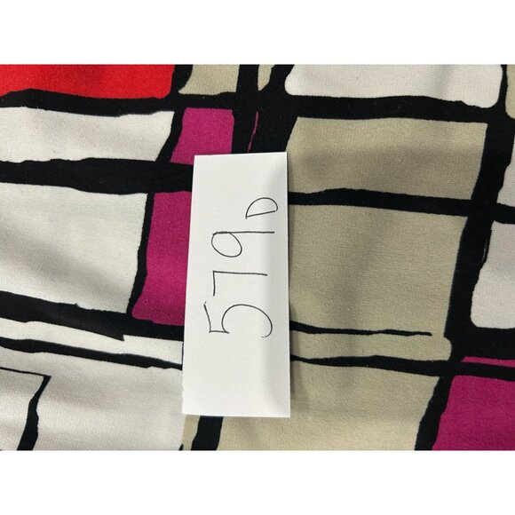 Style & Co Pleated Neck Geometric Print Short Sleeve Top Multicolor Sz Medium - Picture 8 of 9